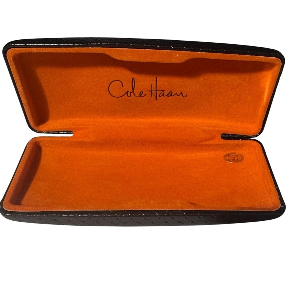 Cole Haan Glasses Sunglasses Case Hard Shell Brown Orange Velvet Interior